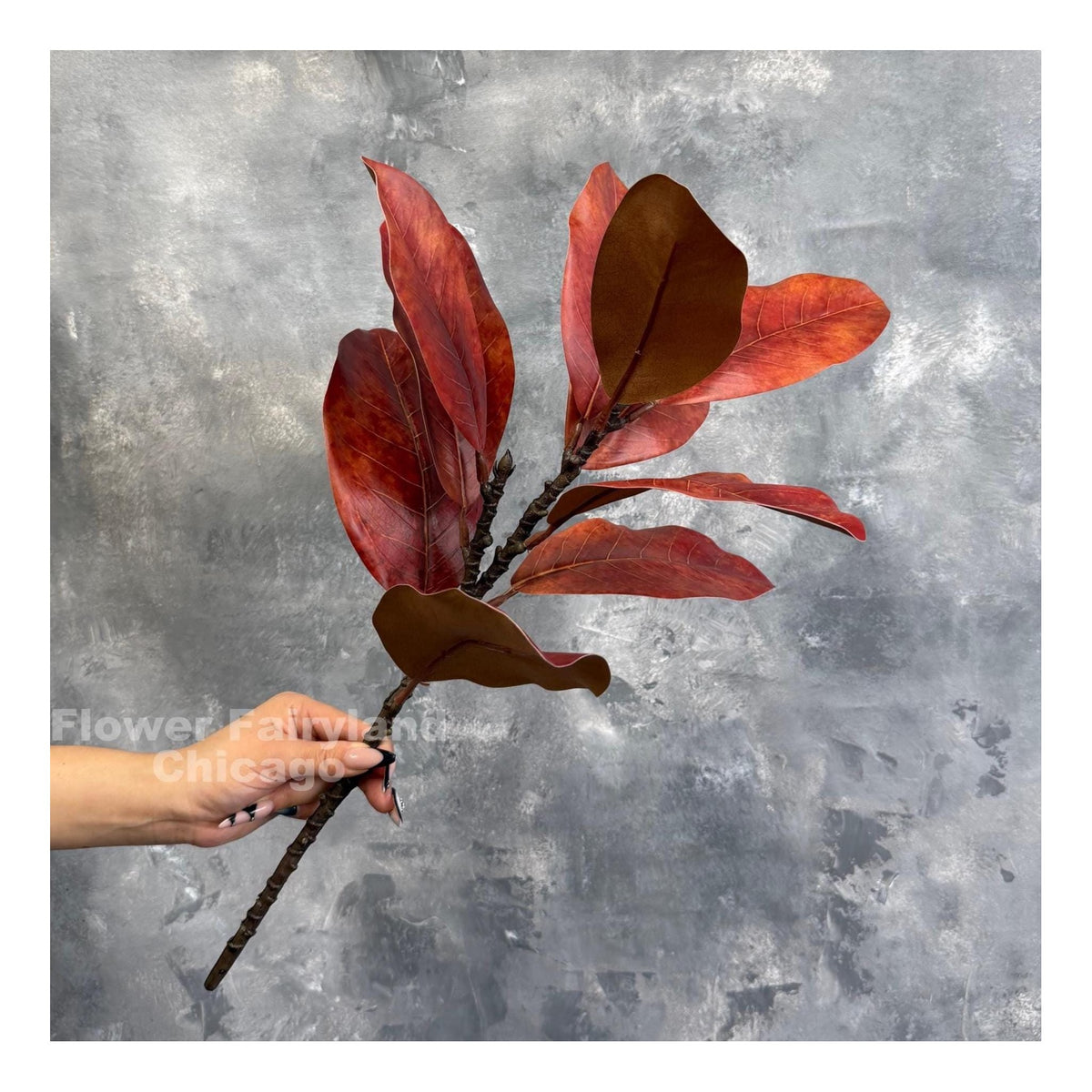 Natural Touch Faux Magnolia Leaf Branch - Burnt Orange