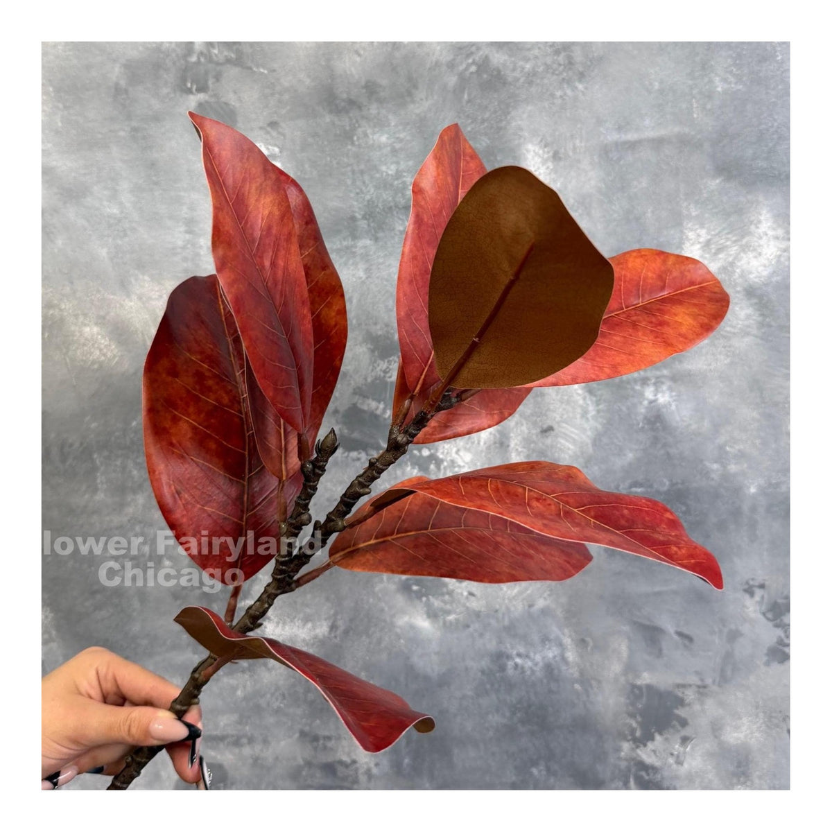 Natural Touch Faux Magnolia Leaf Branch - Burnt Orange