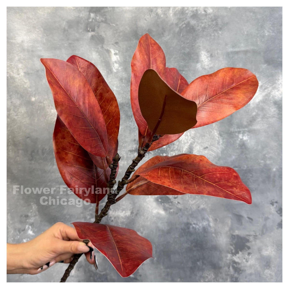 Natural Touch Faux Magnolia Leaf Branch - Burnt Orange