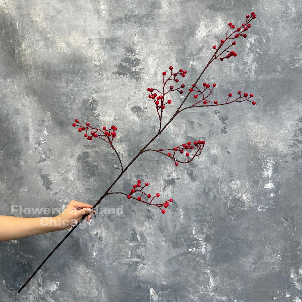 Extra Long Faux Berry Branch Spray - Red