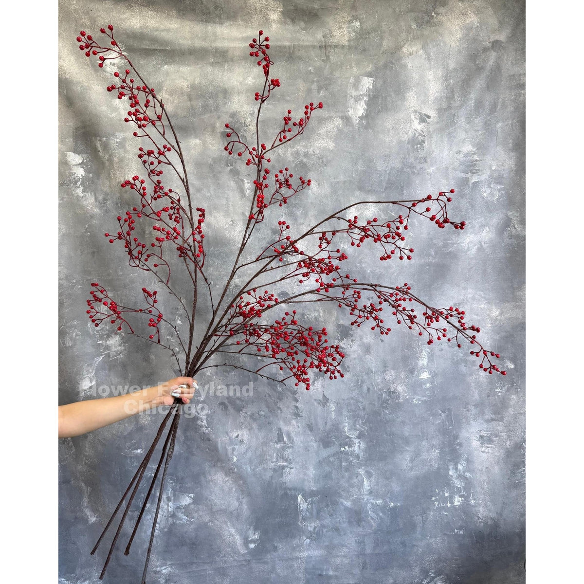Extra Long Faux Berry Branch Spray - Red