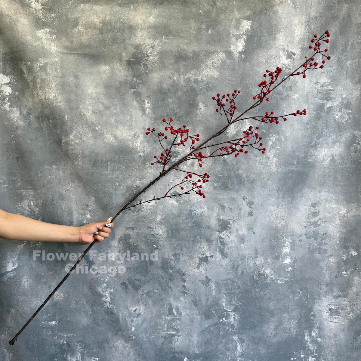 Extra Long Faux Berry Branch Spray - Red