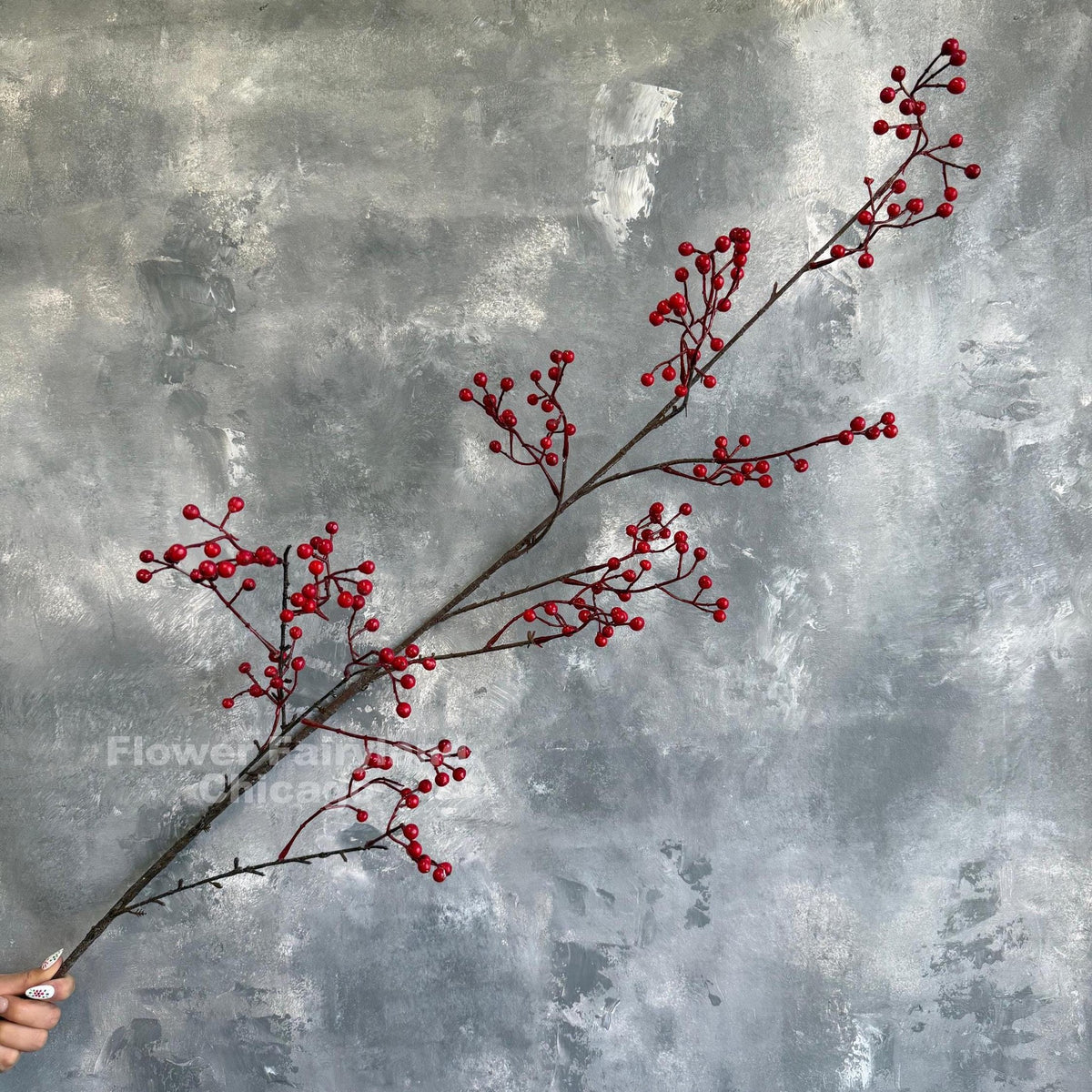 Extra Long Faux Berry Branch Spray - Red