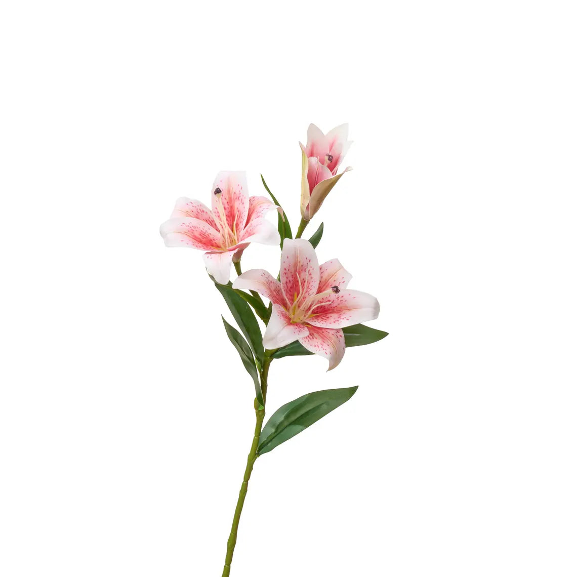 3 Heads Faux Lily Stem – Pink Dot