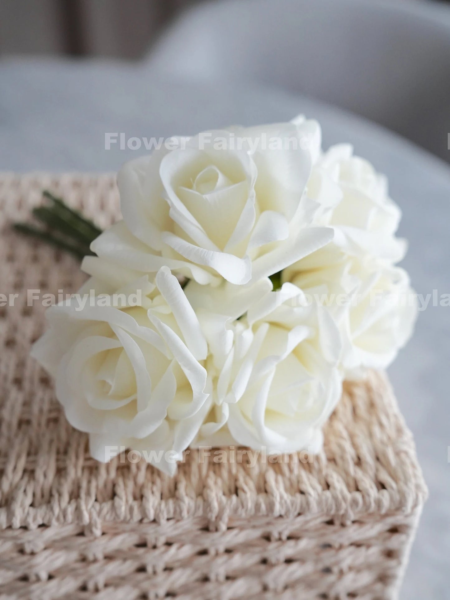 5 Stems Real Touch Rose Bouquet - White