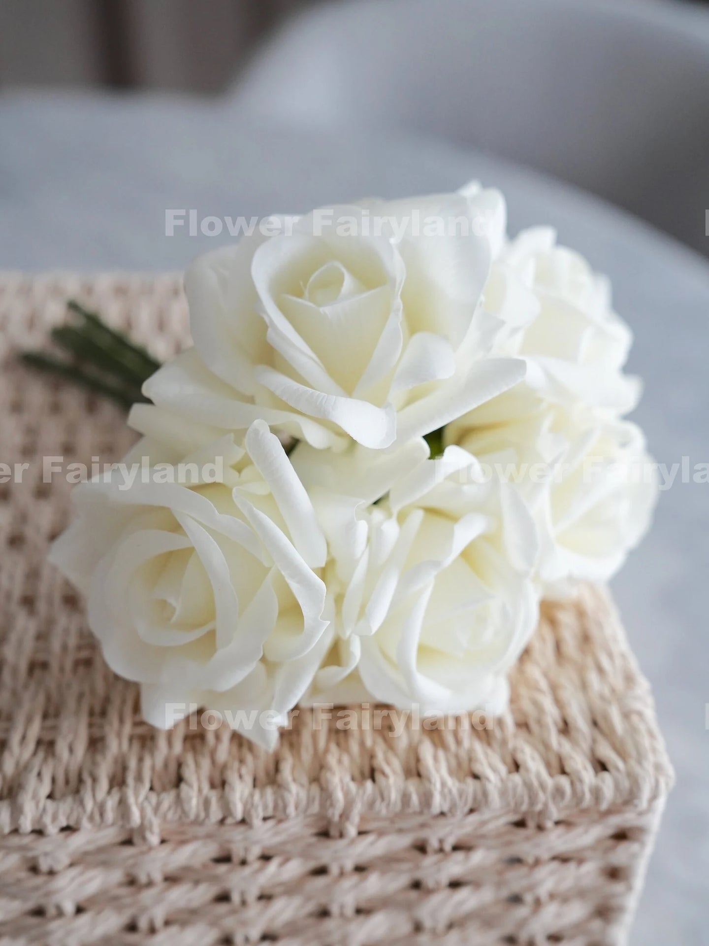 Real Touch White Rose Bouquet – 5 Stems