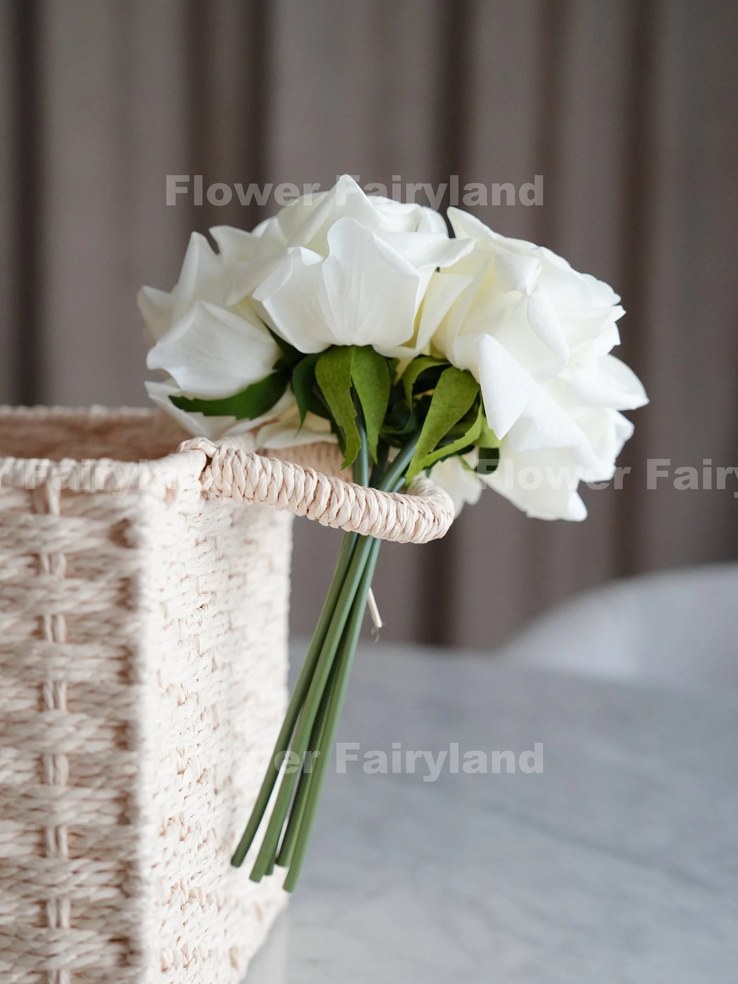 5 Stems Real Touch Rose Bouquet - White