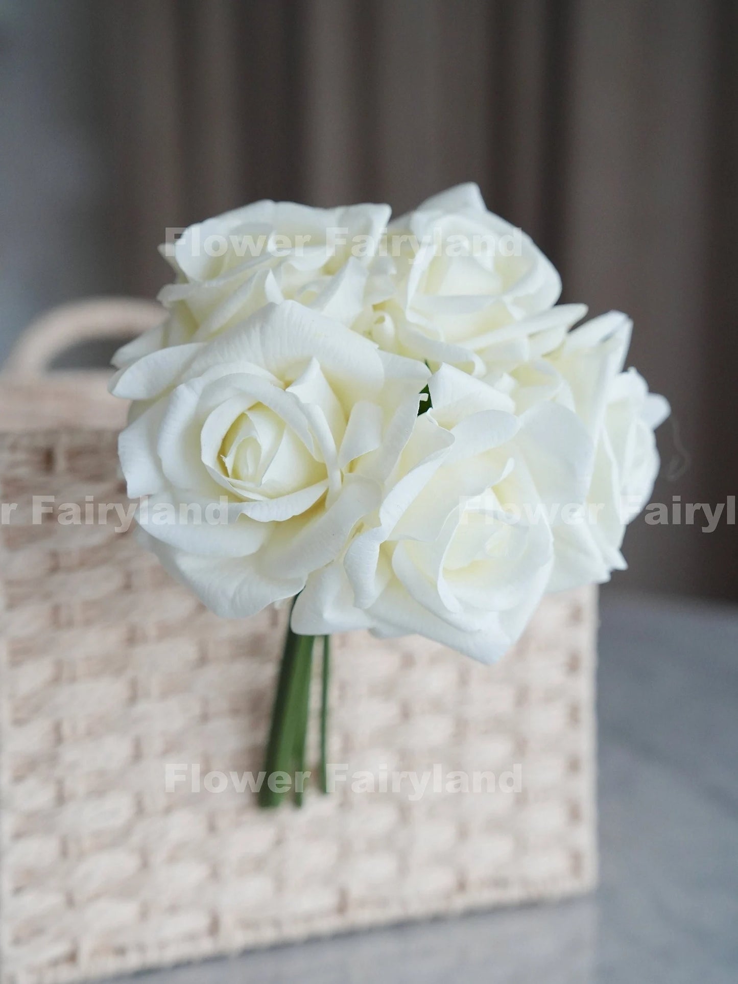 5 Stems Real Touch Rose Bouquet - White