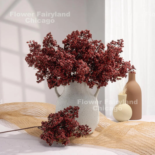 31" Faux Mini Berries Long Branch - Burgundy
