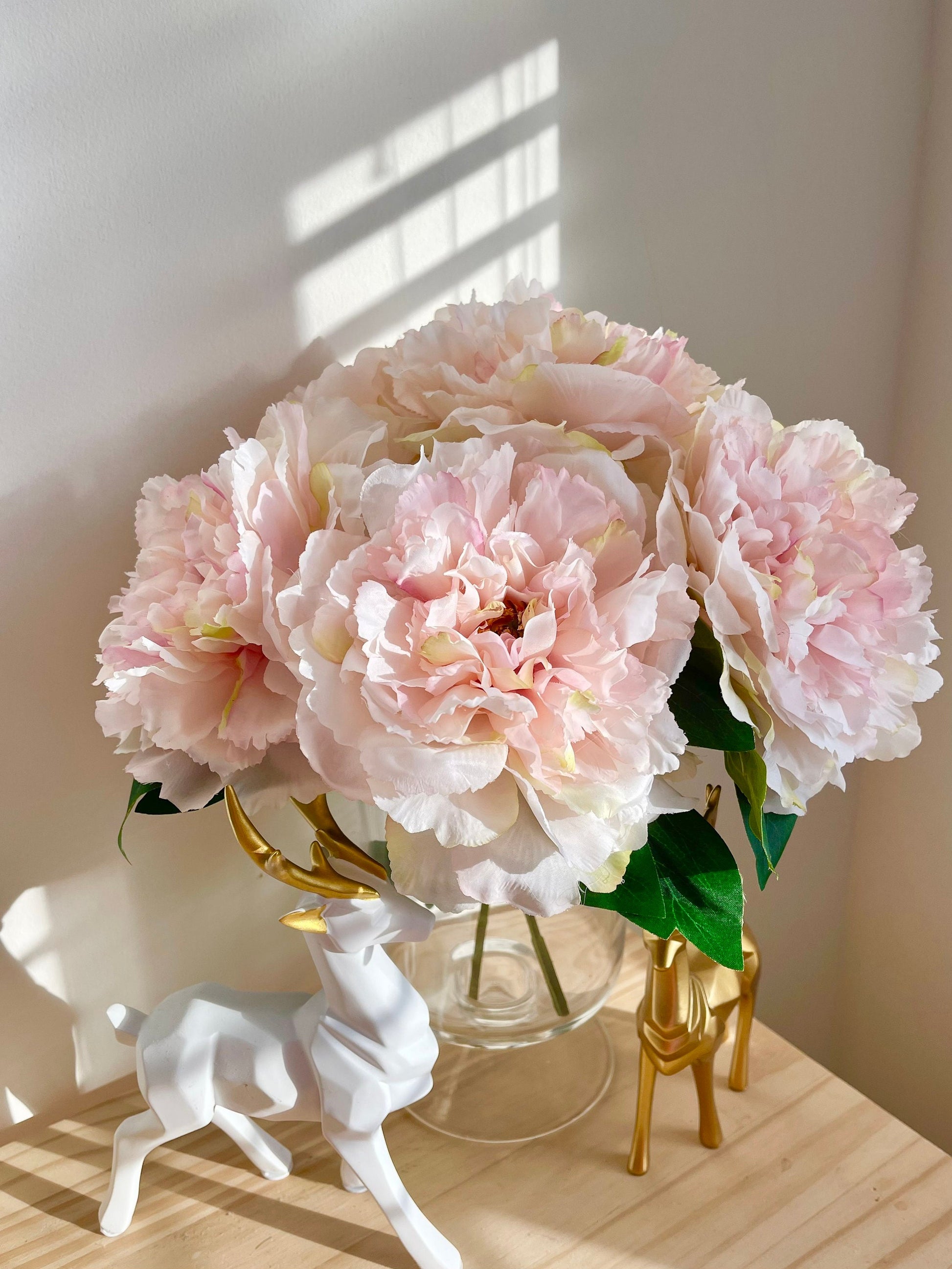 Faux huge peony stem in light pink