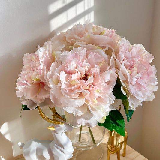 Faux huge peony stem in light pink