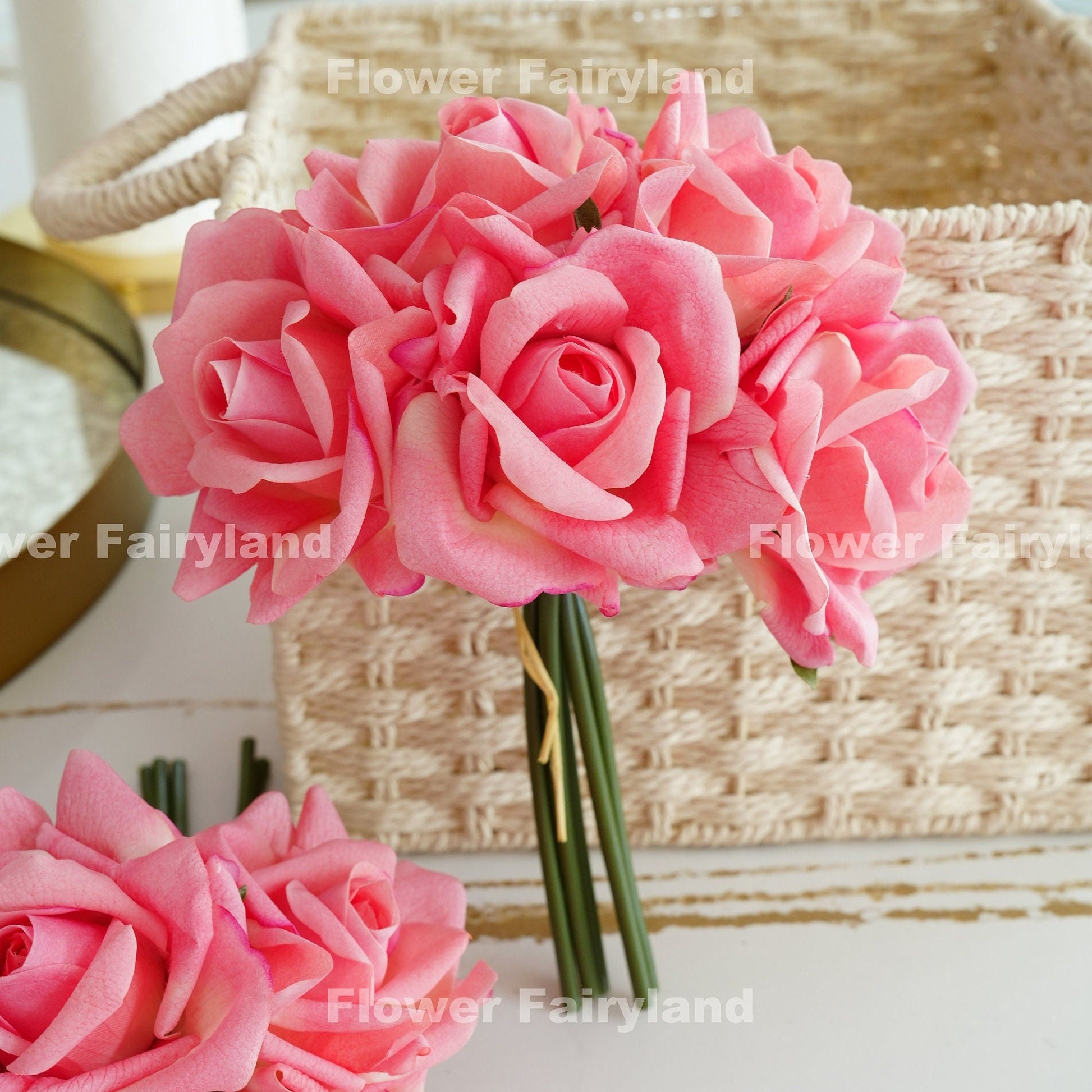 Blush pink roses styled scene