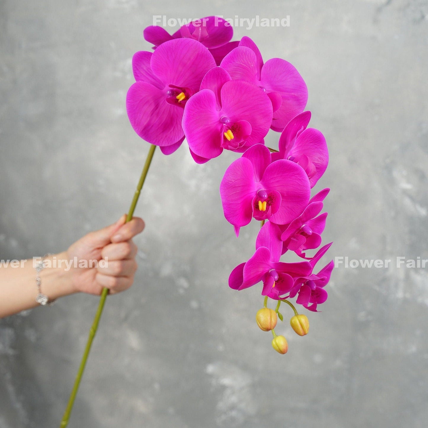 Magenta real touch 9 head orchid stem