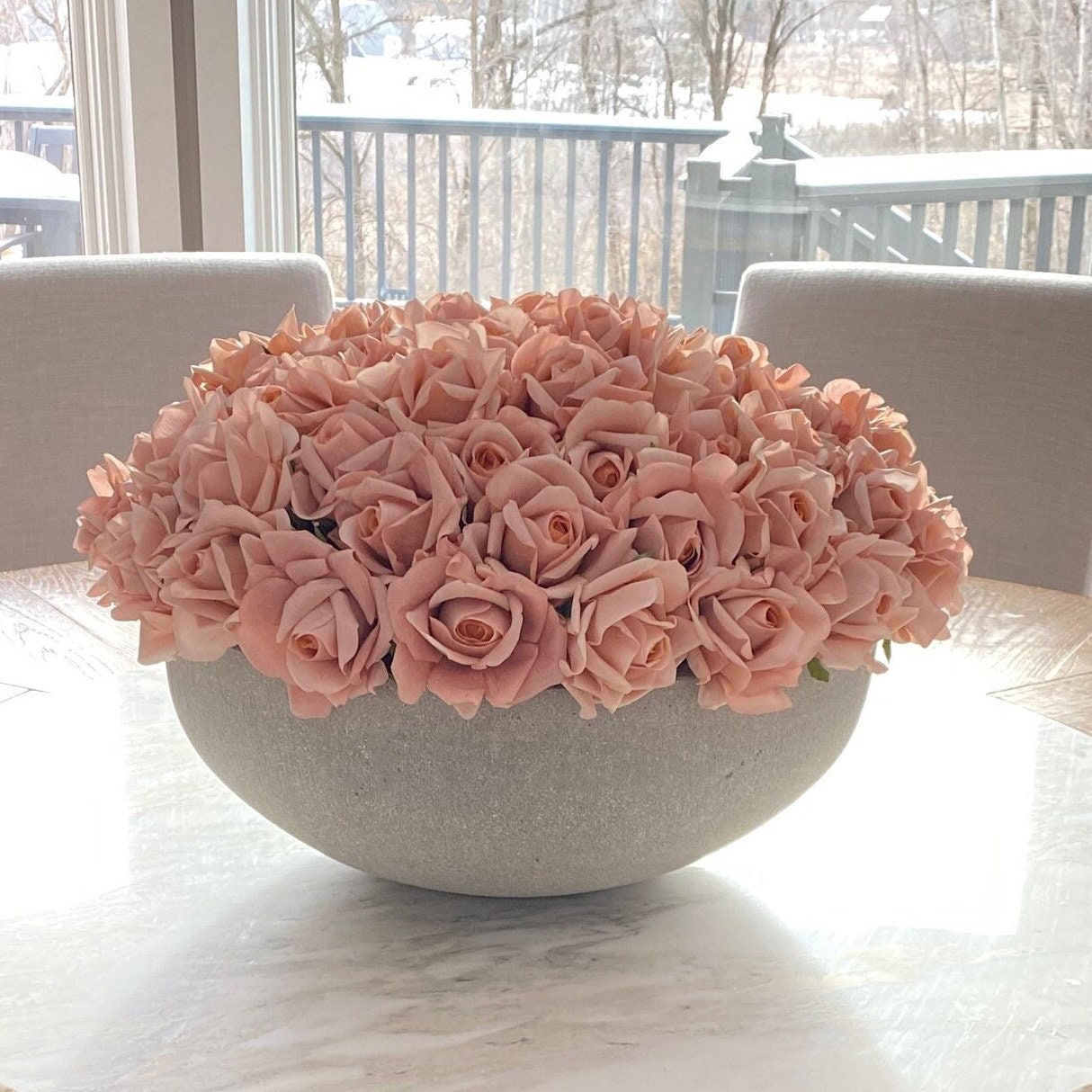 Beige caramel real touch rose bouquet