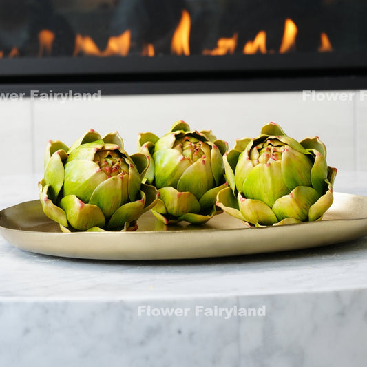 Green faux artichoke realistic decorative accent