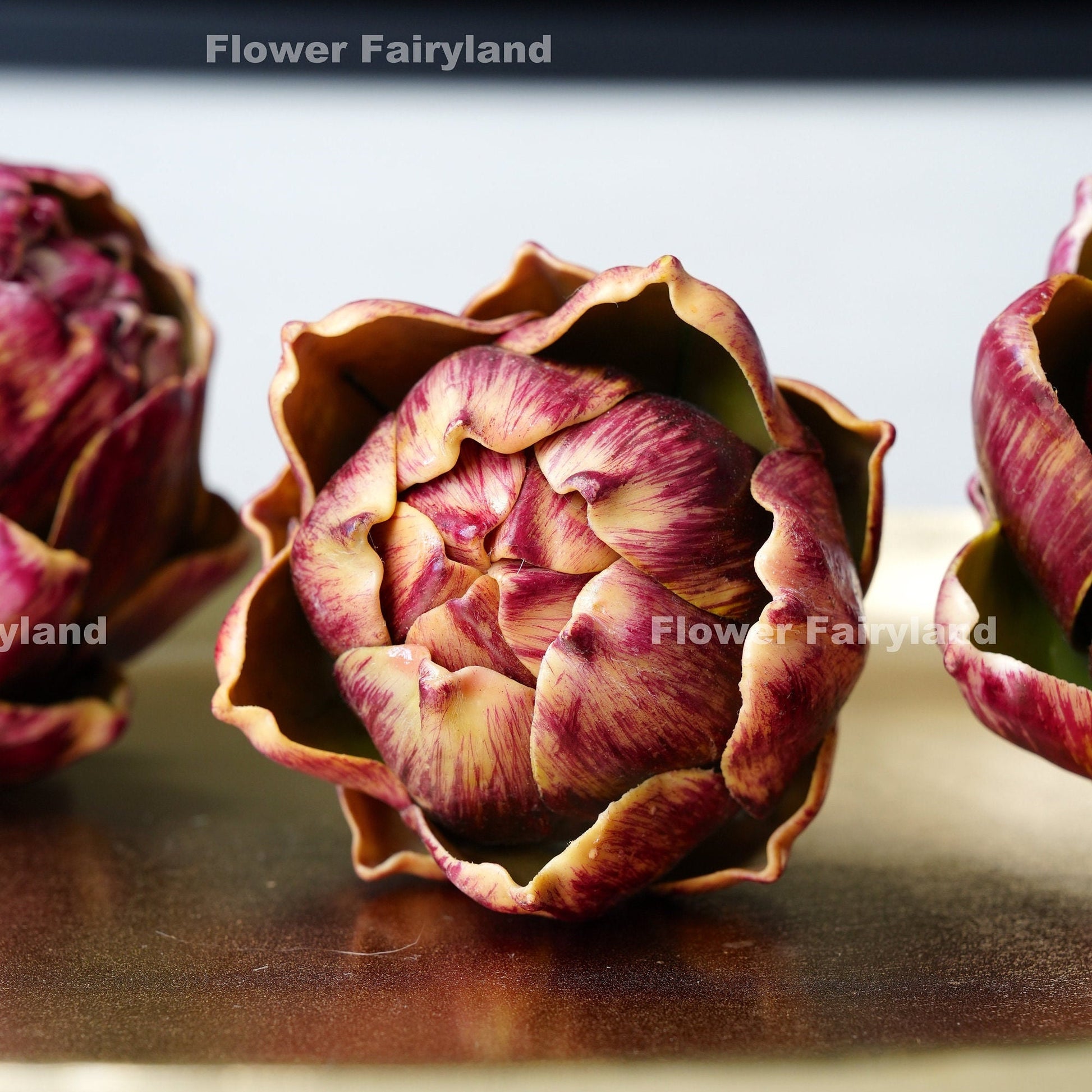 Red faux artichoke detail