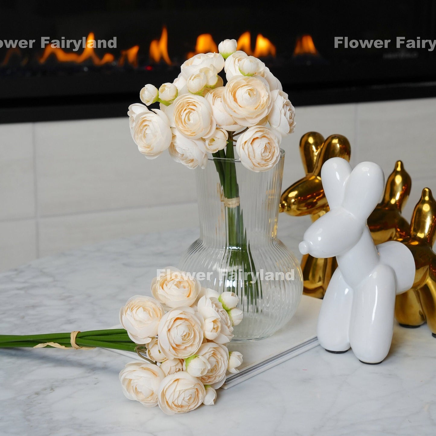 Champagne mini ranunculus bundle detail