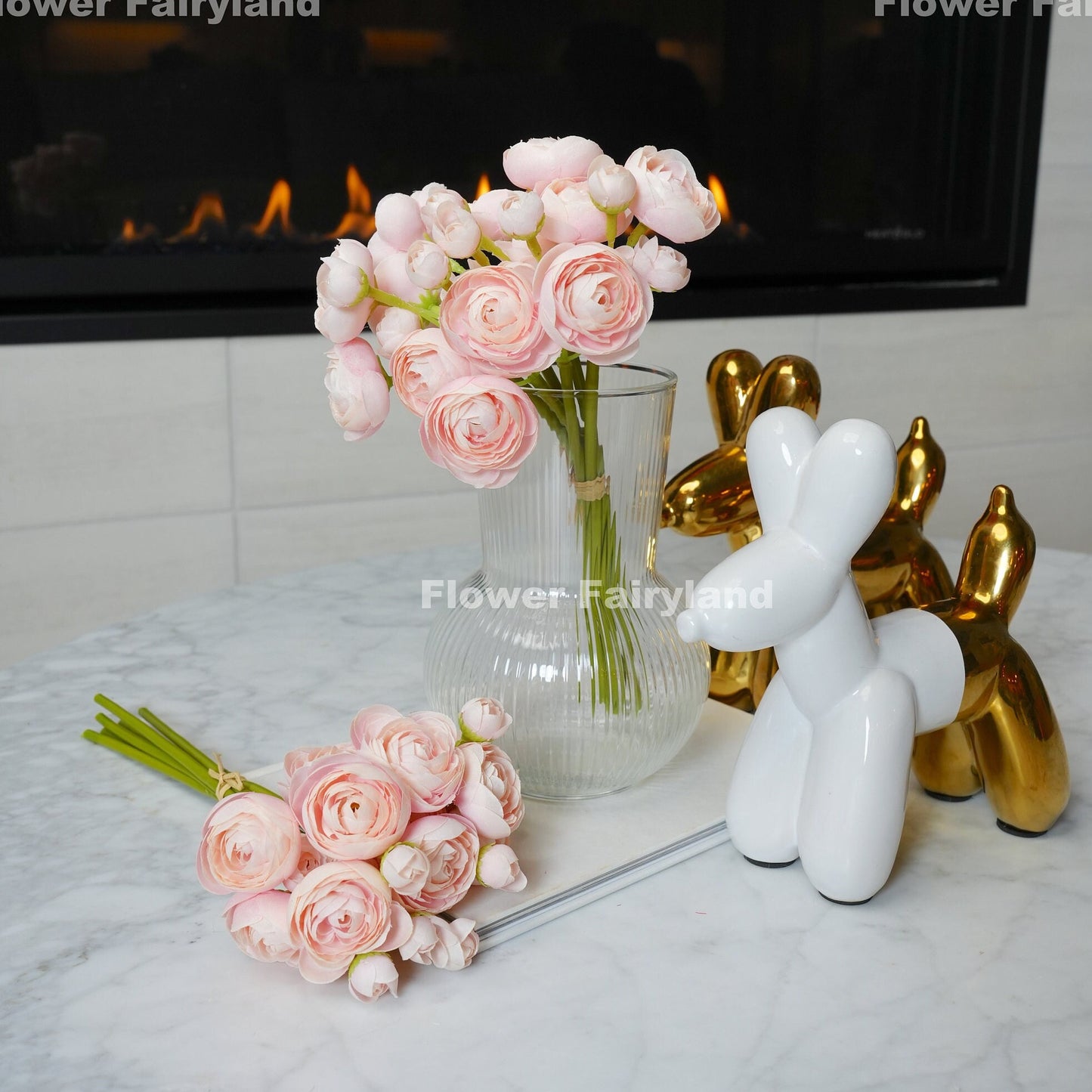 Soft pink mini ranunculus bundle detail