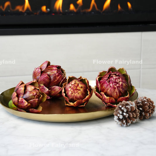 Red faux artichoke realistic decorative accent