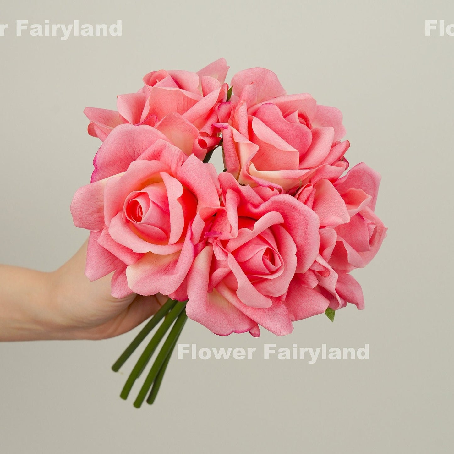 Blush pink rose bouquet in hand