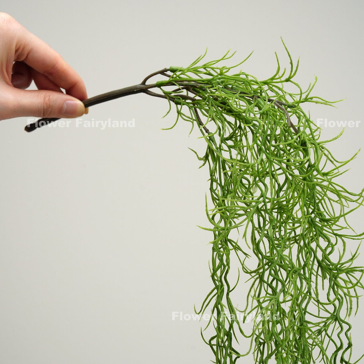 Green faux Spanish moss texture detail