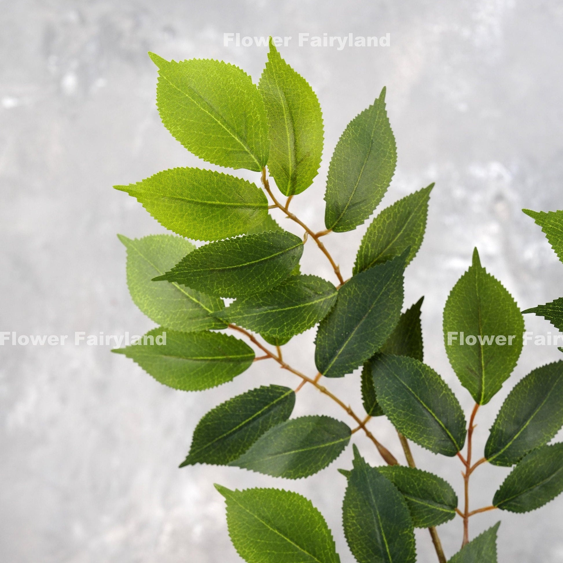 Faux ash branch in dark green - leaf detail