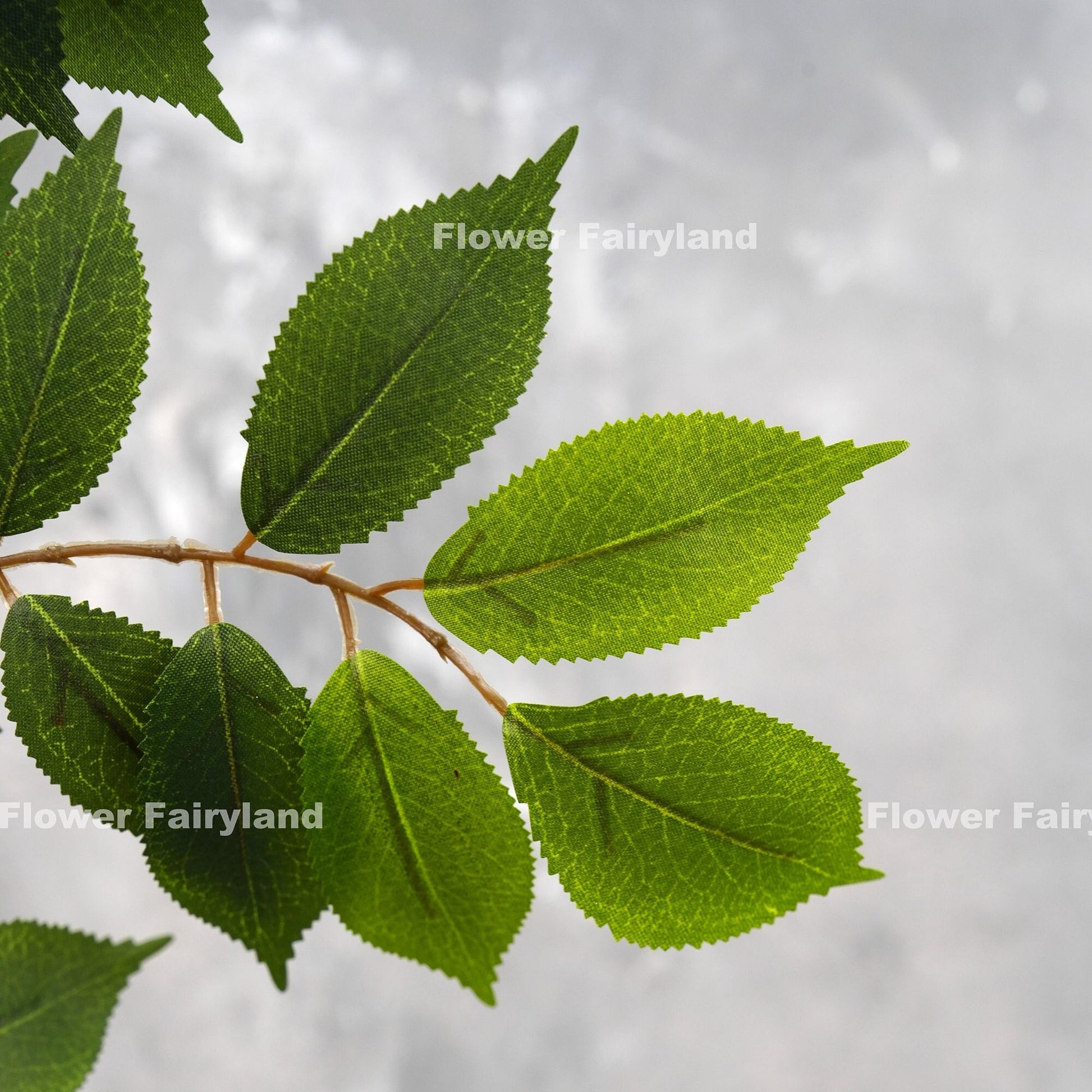 Faux ash branch in dark green - foliage detail