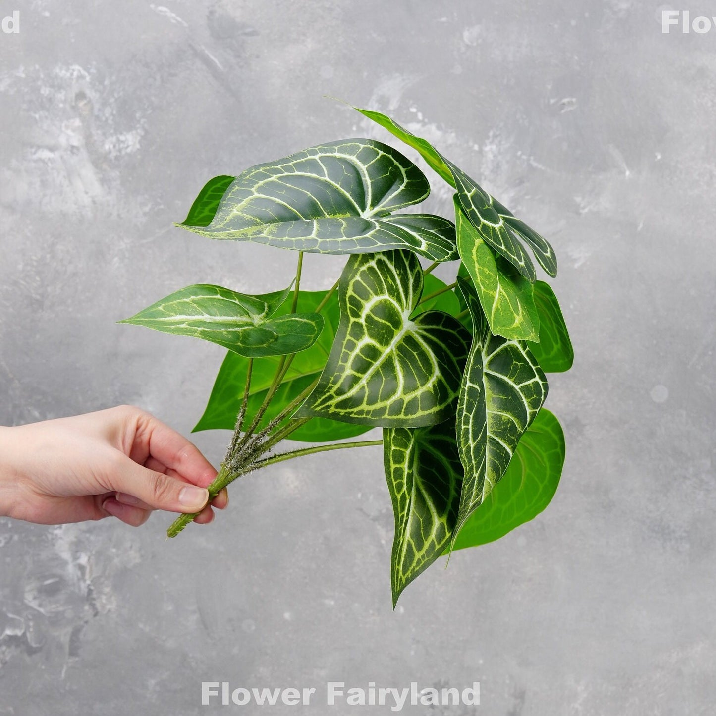 Faux arrowhead plant leaf detail