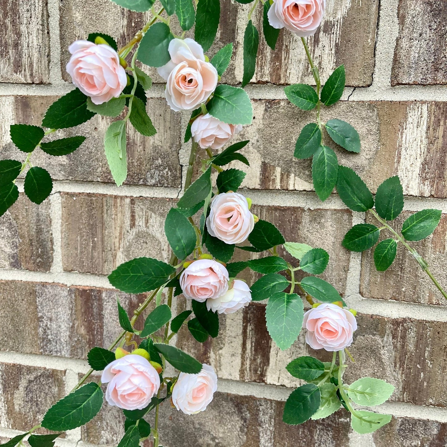 Blush pink mini rose garland square cover