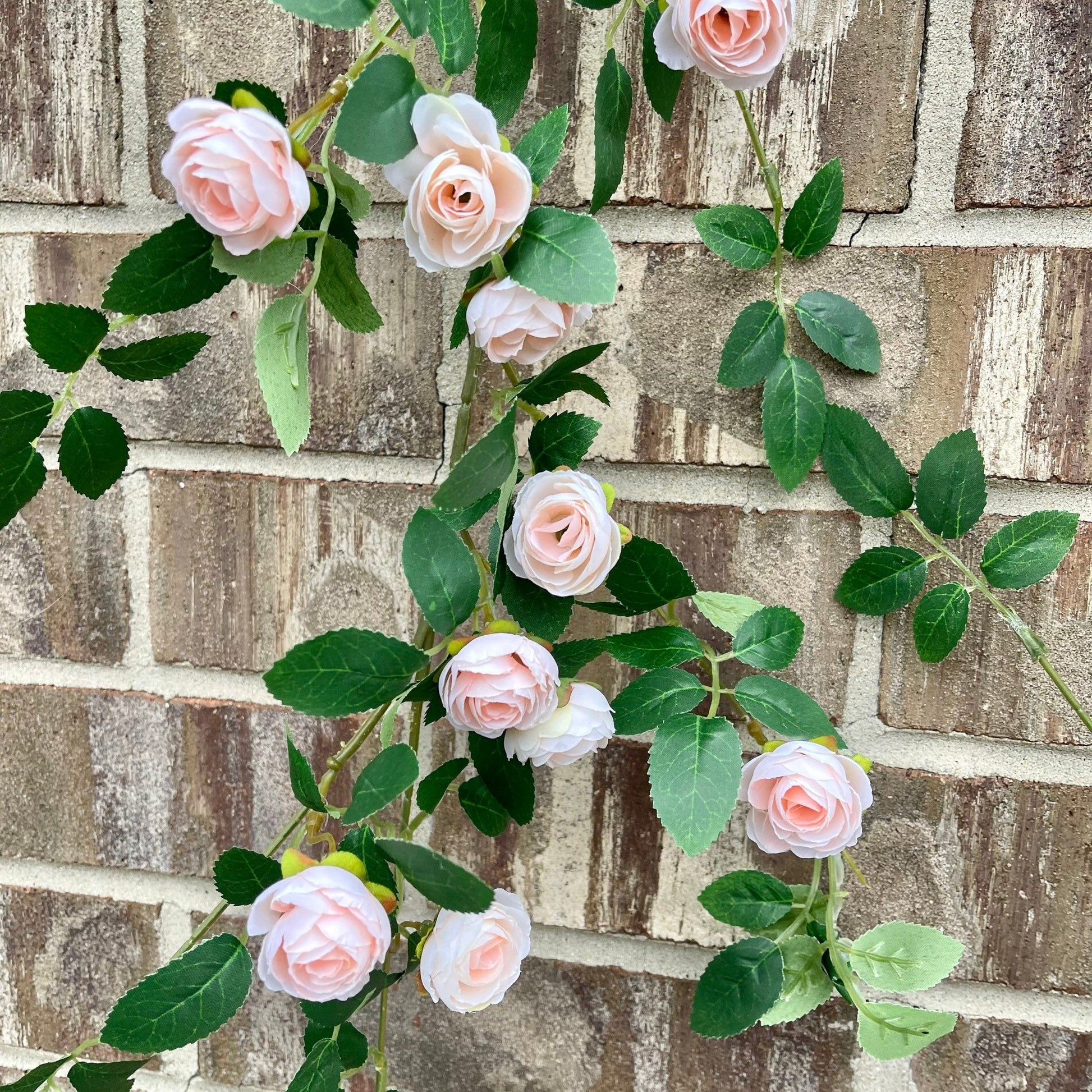Blush pink mini rose garland square cover