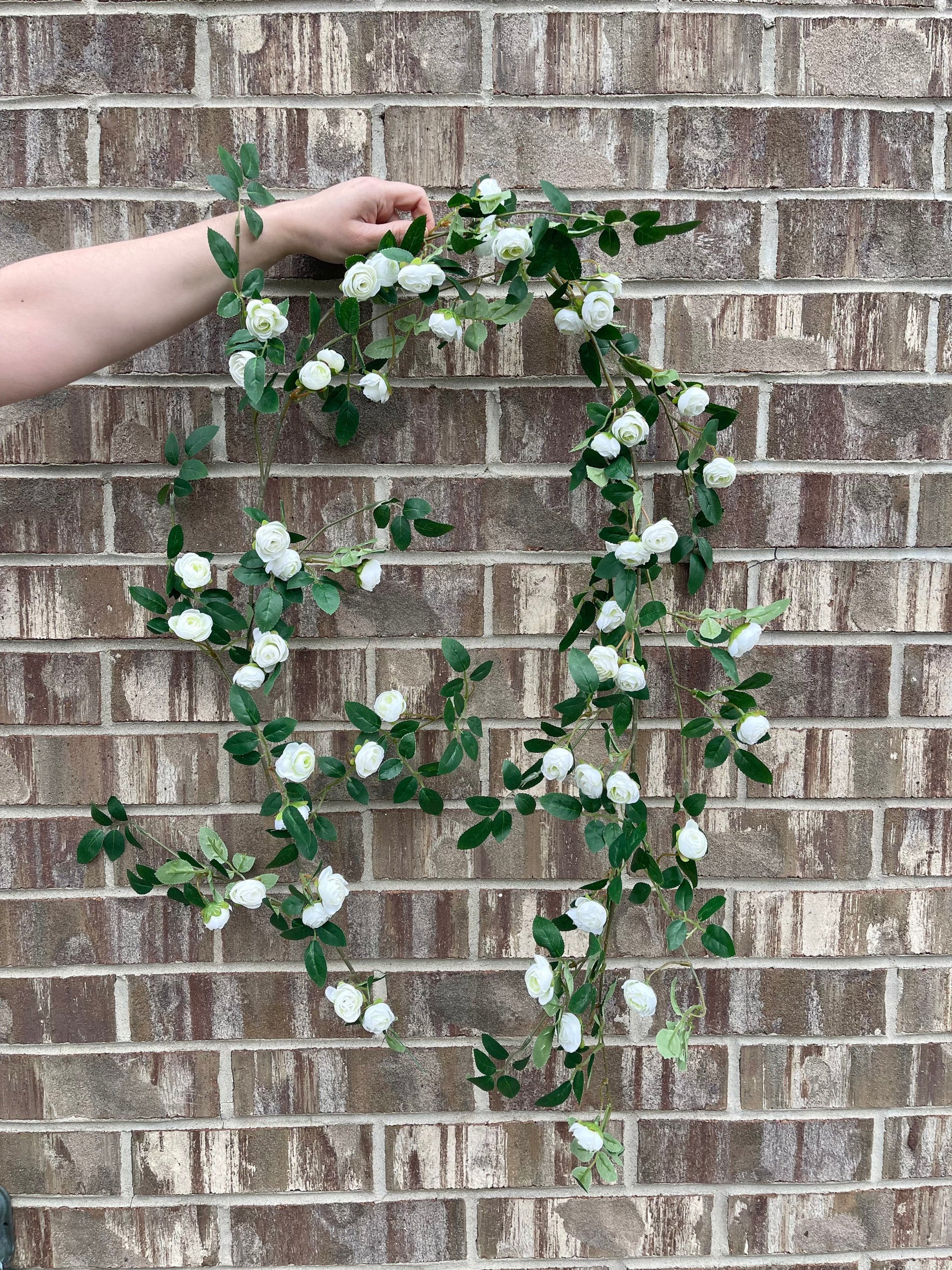 White mini rose garland 72 inch