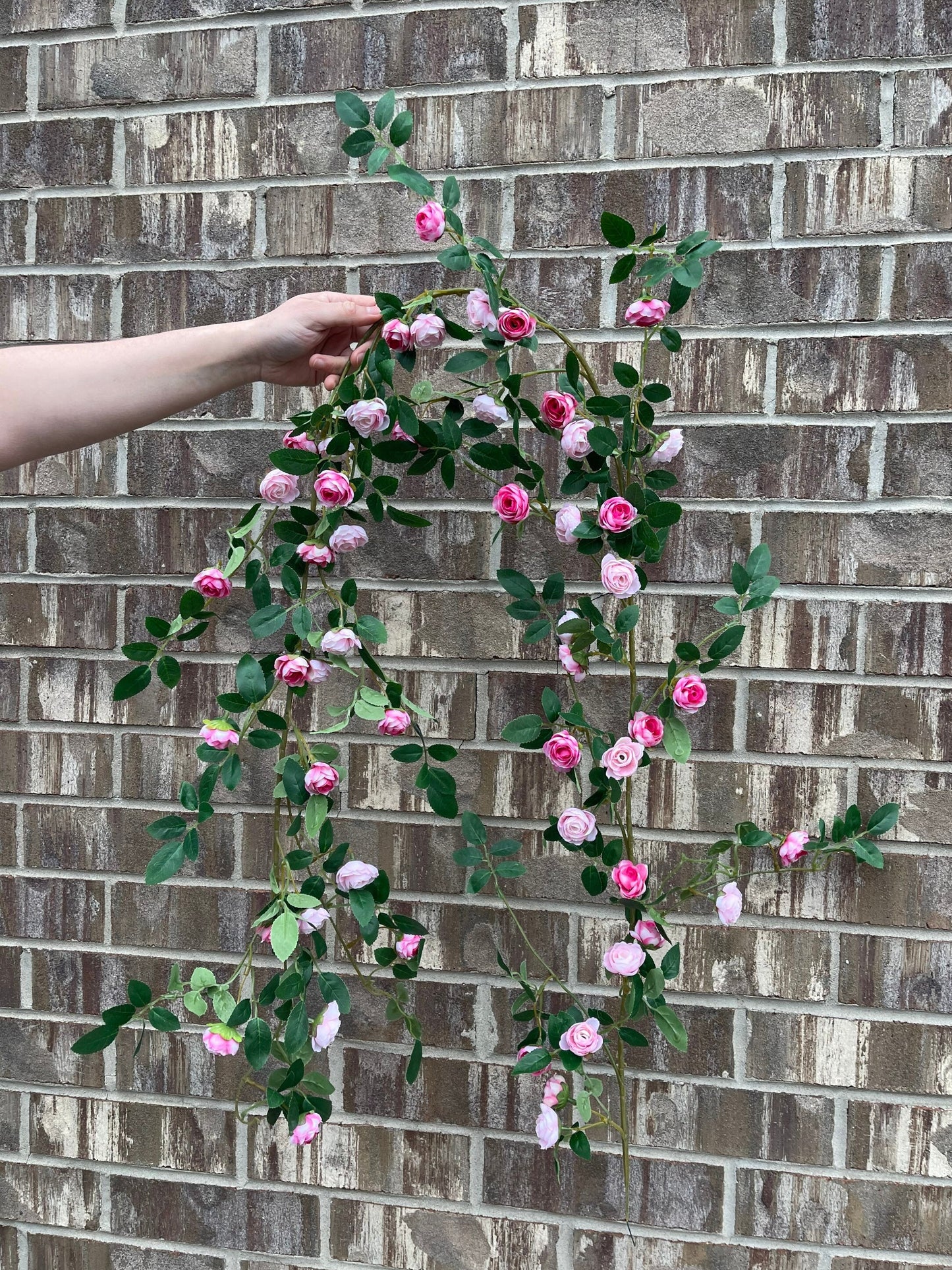Pink faux mini rose garland 72 inch