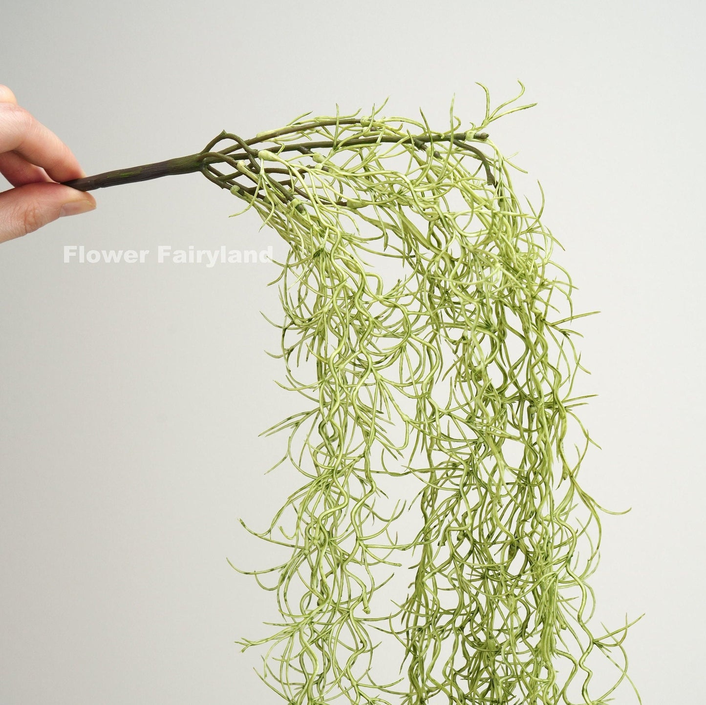 Dusty green faux Spanish moss texture detail