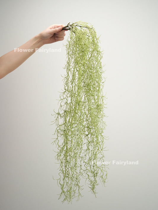 34 inch faux Spanish moss airplant wall hanging in dusty green