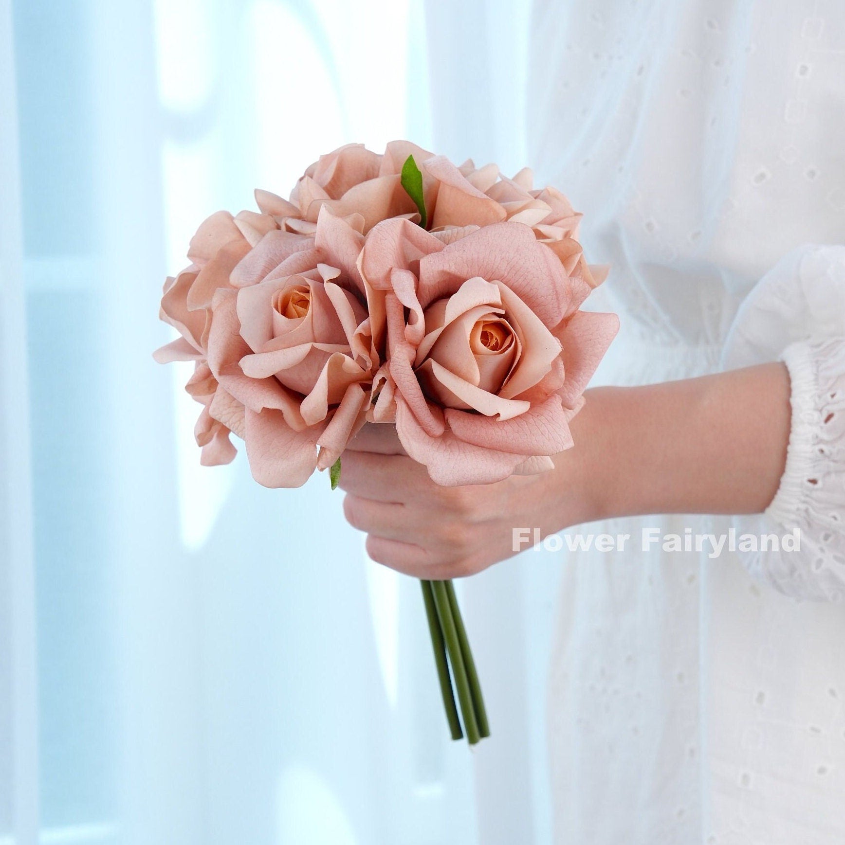 Beige caramel rose close-up