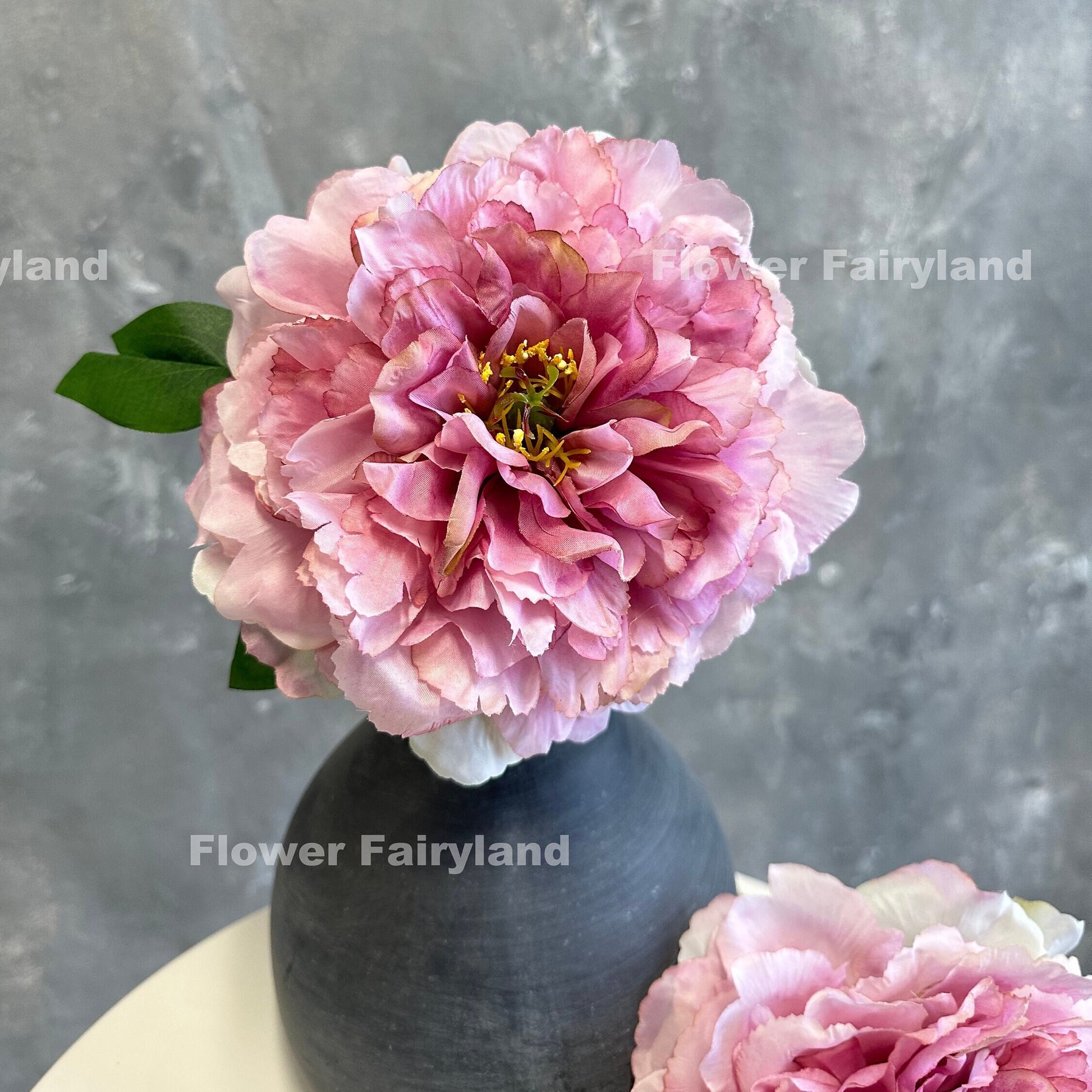 Faux huge peony stem in dark mauve