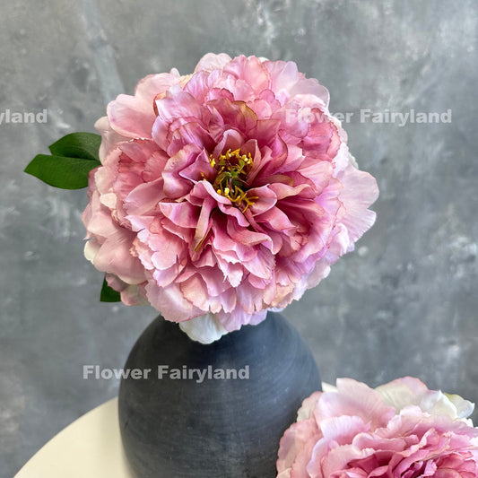 Faux huge peony stem in dark mauve