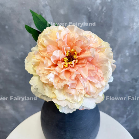 Faux huge peony stem in peach - bloom in a vase