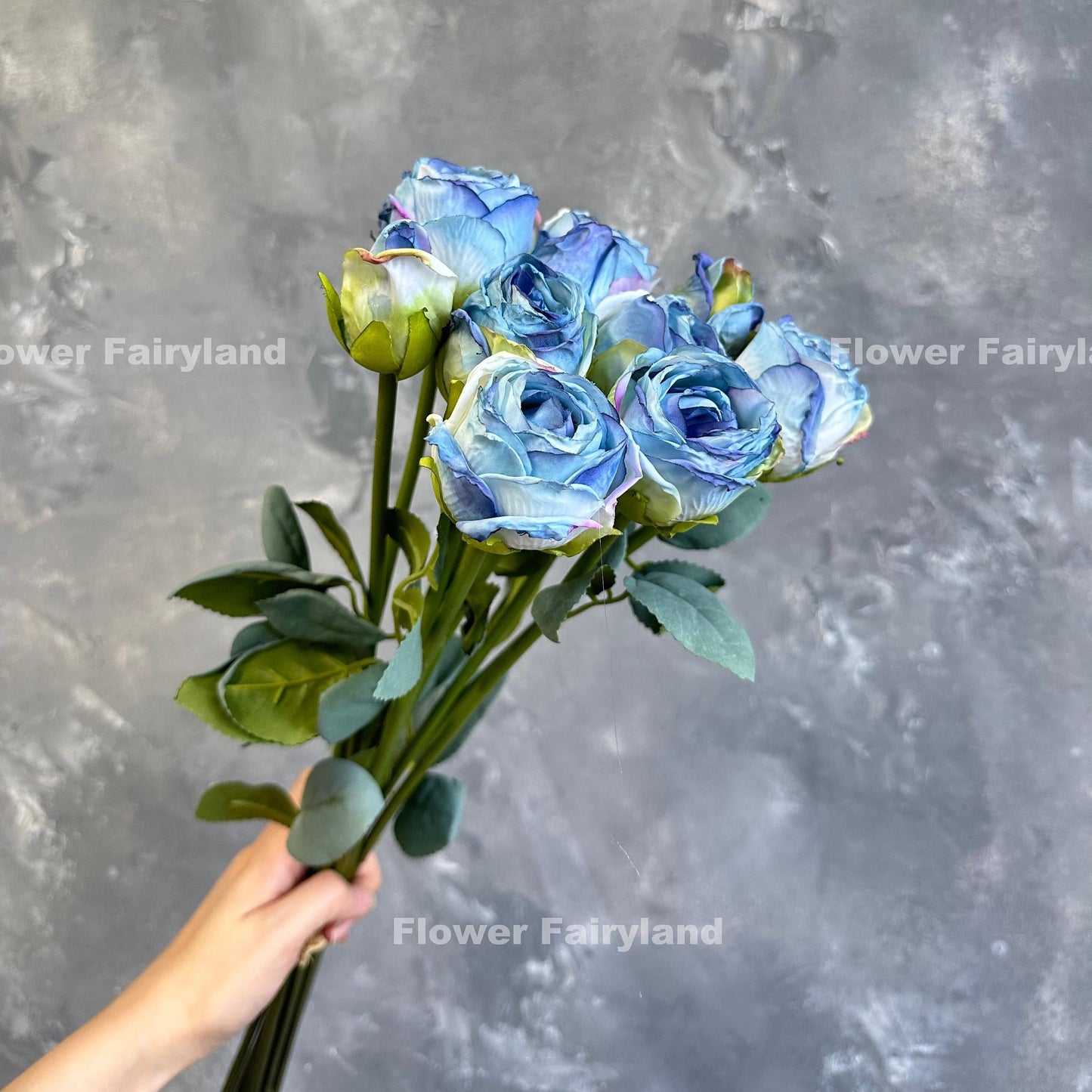 Blue dried look rose detail