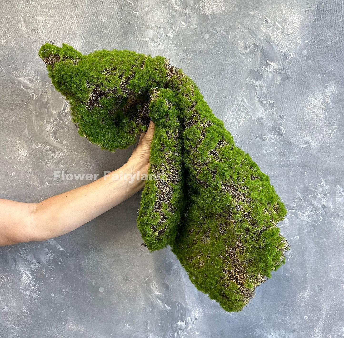 Faux bryophyta moss piece in decor