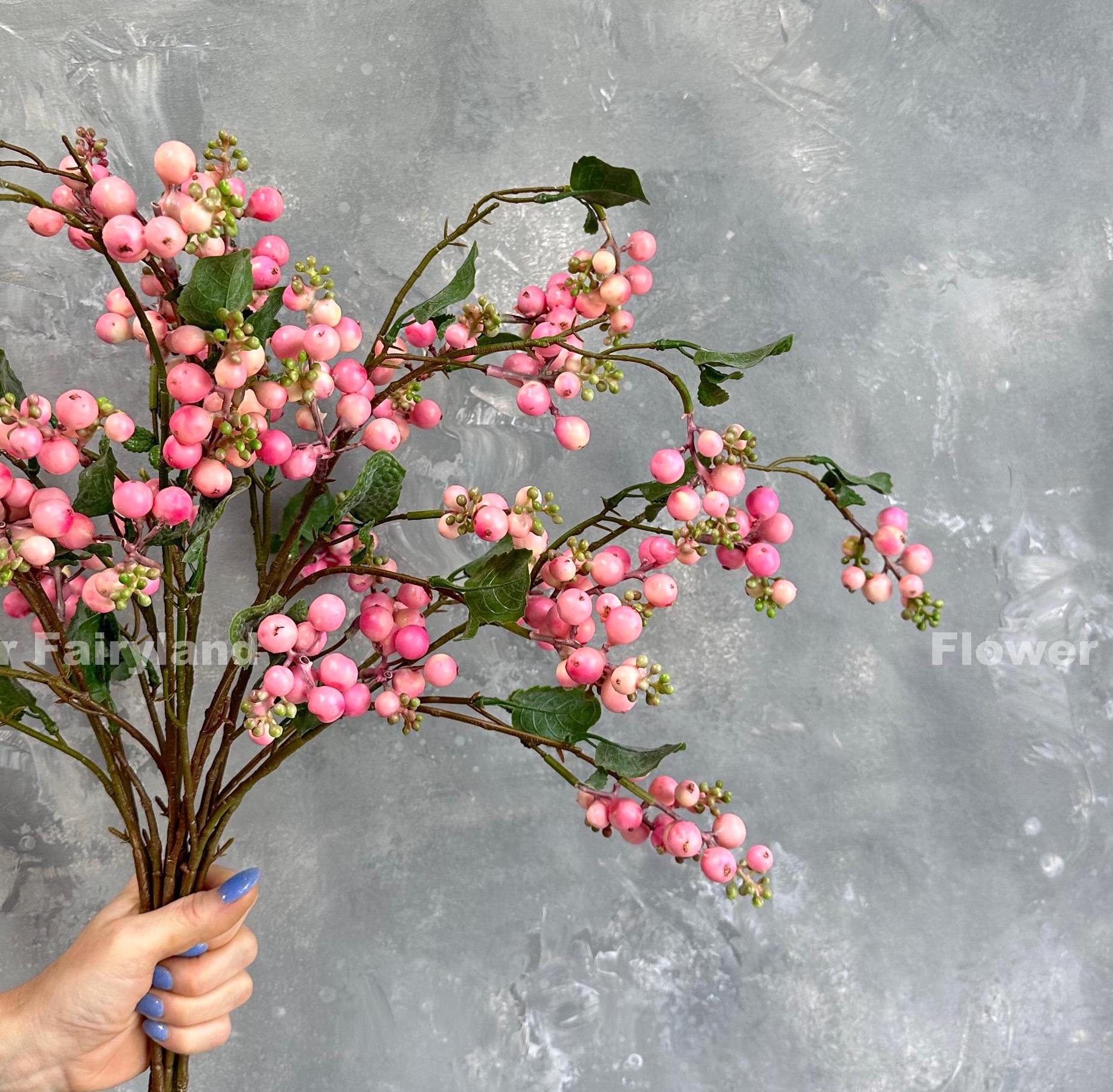 Pink faux common snowberry branch