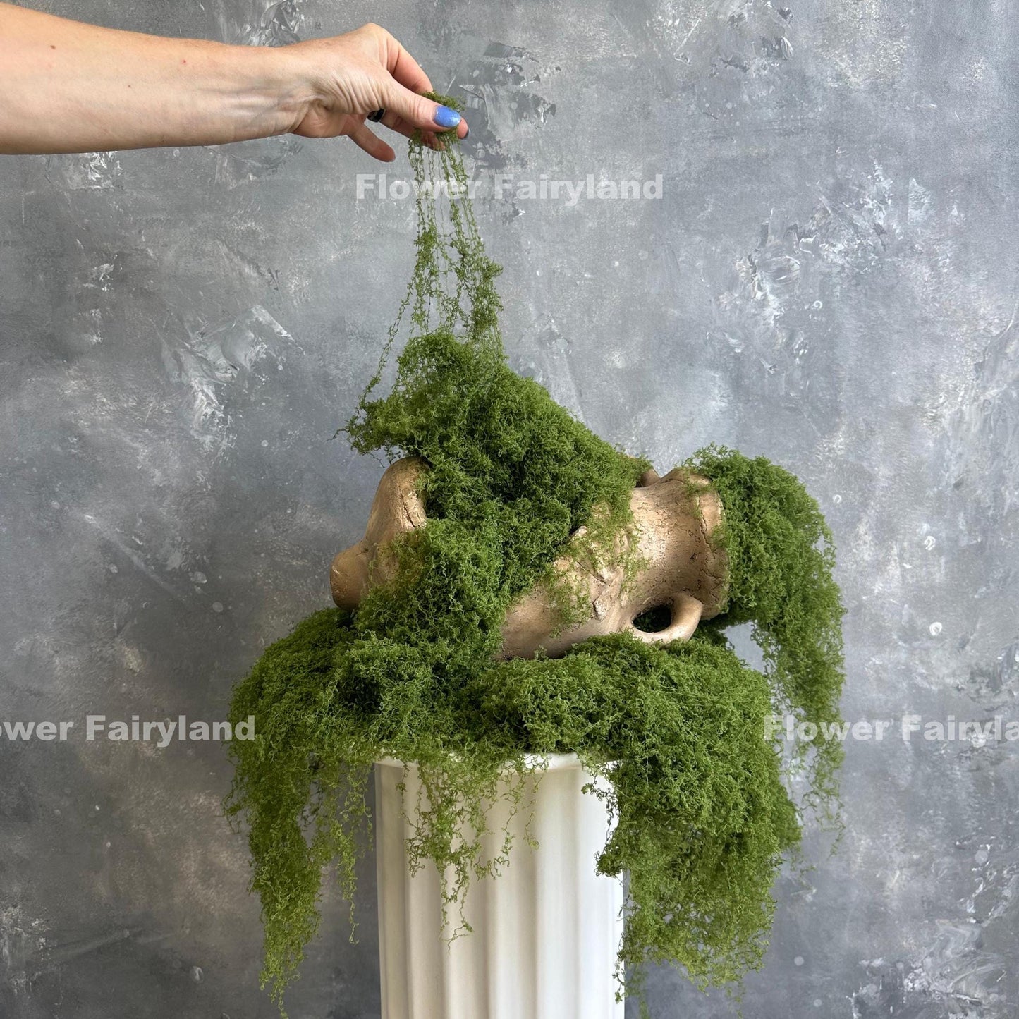 Faux moss forest green detail