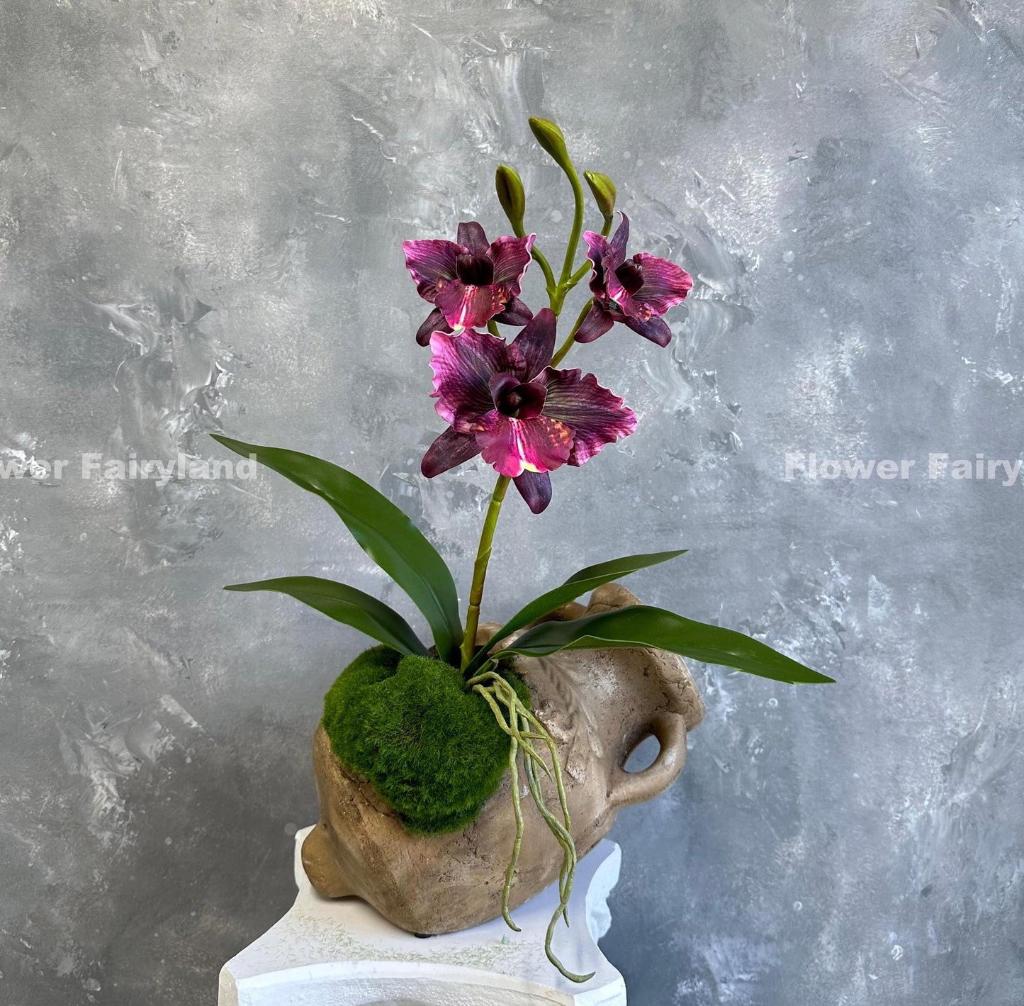 Dark magenta faux cattleya orchid blooms