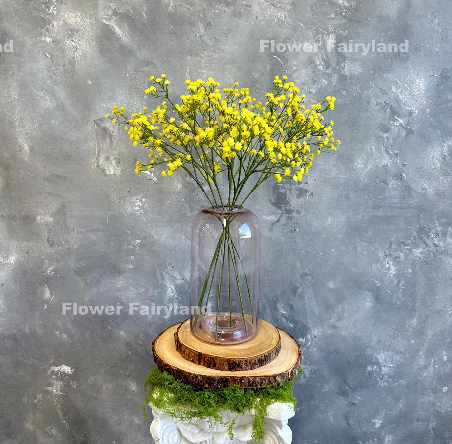 Yellow faux baby's breath cluster