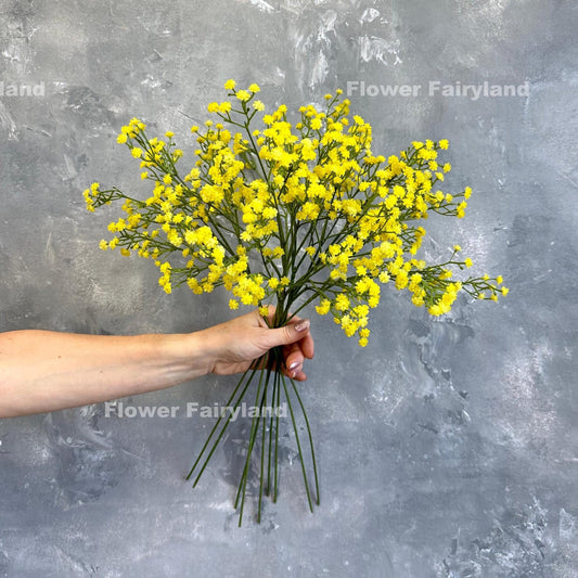 Faux baby's breath stem in yellow