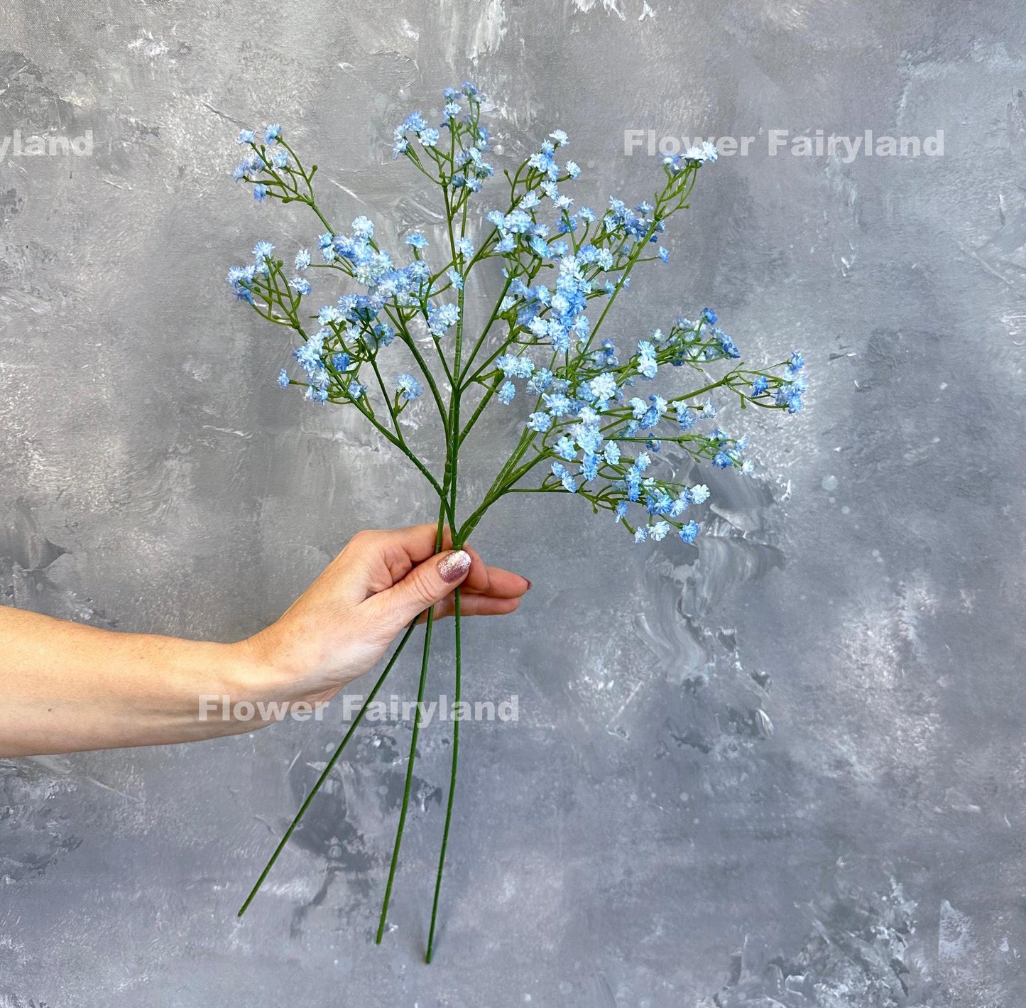 Light blue faux baby's breath stems