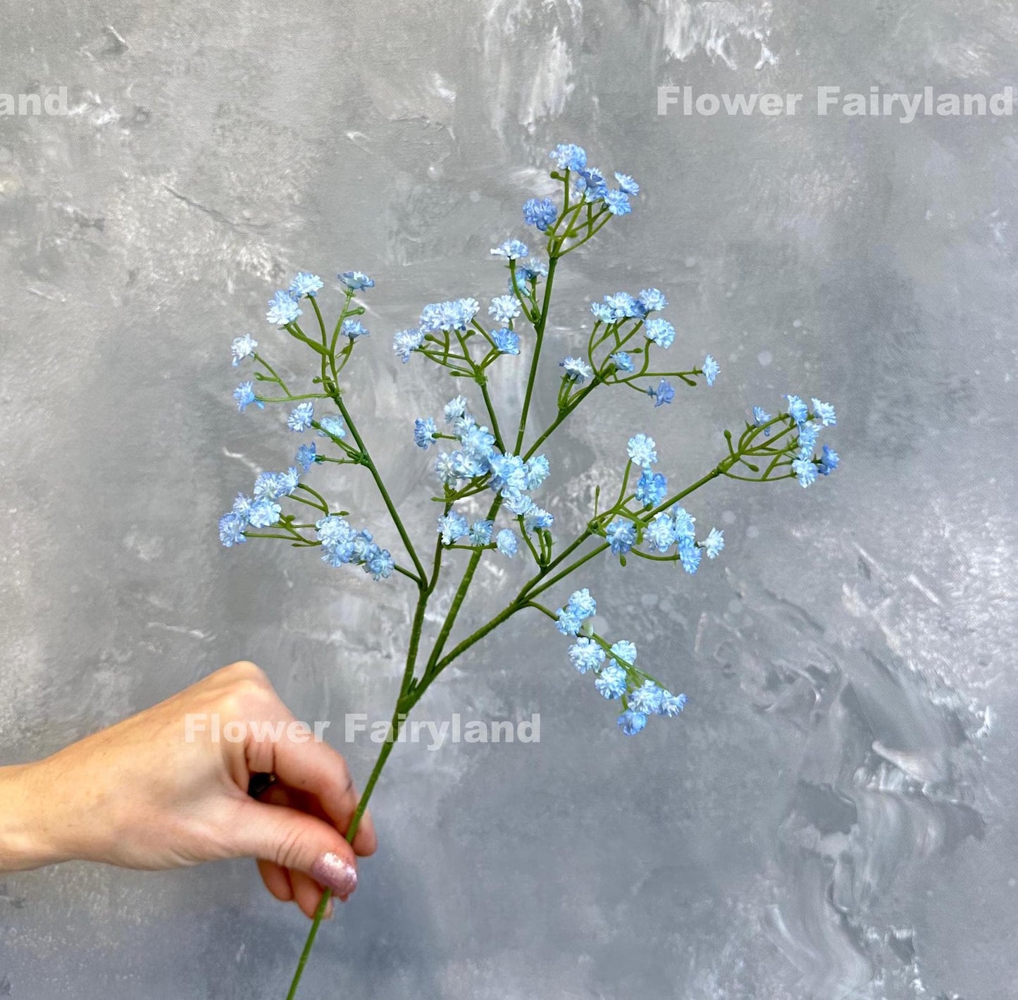 Light blue faux baby's breath cluster