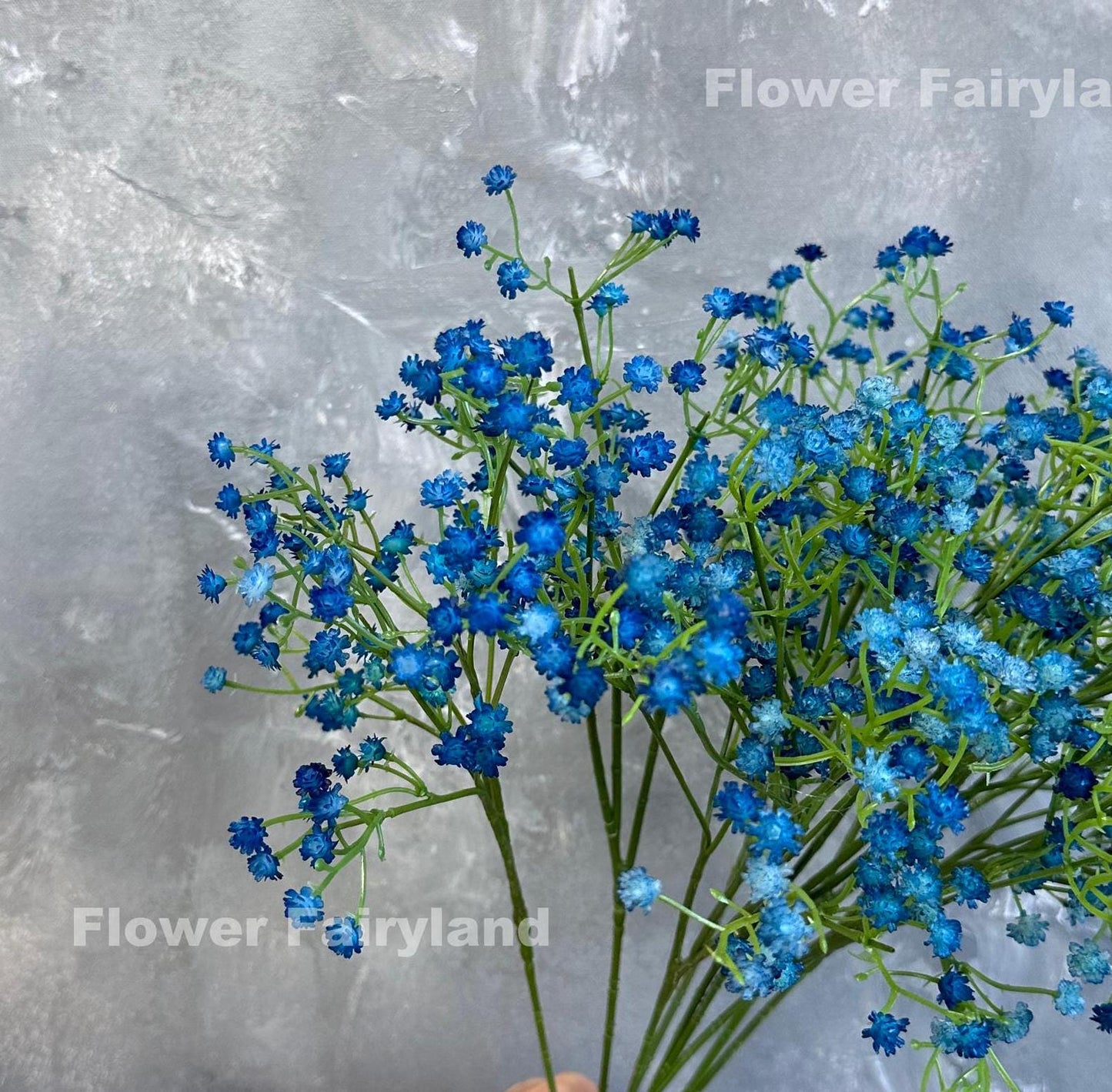 Dark blue faux baby's breath single stem