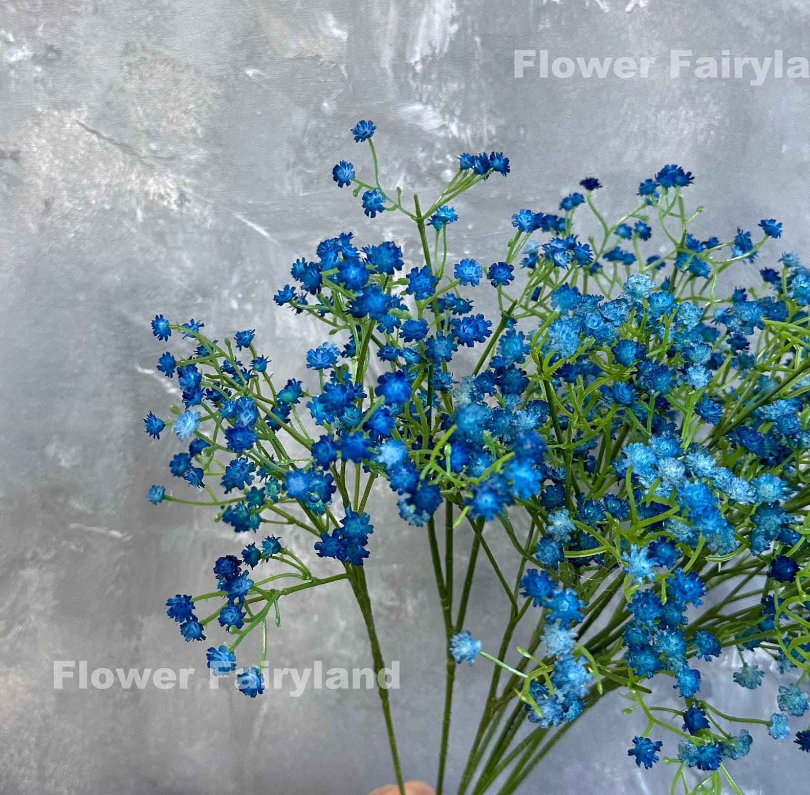Dark blue faux baby's breath single stem