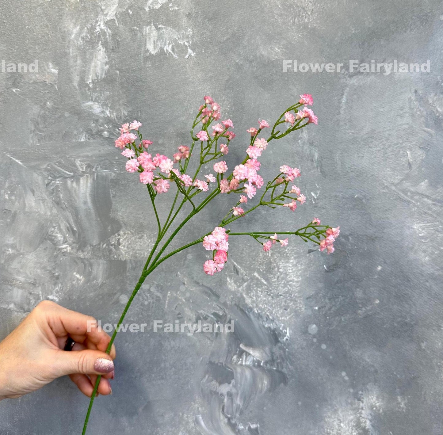 Faux baby's breath stem in pink - single stem